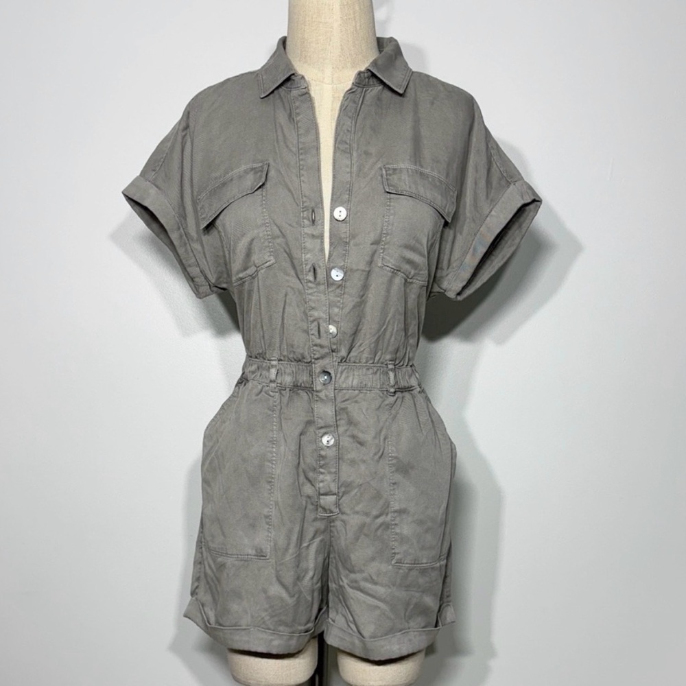 C&C California grey Short utility style Romper jumpsuit